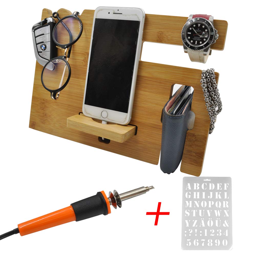 Buy DIY Custom Text! Wood Docking Station, Ash Desk Organizer, Holder