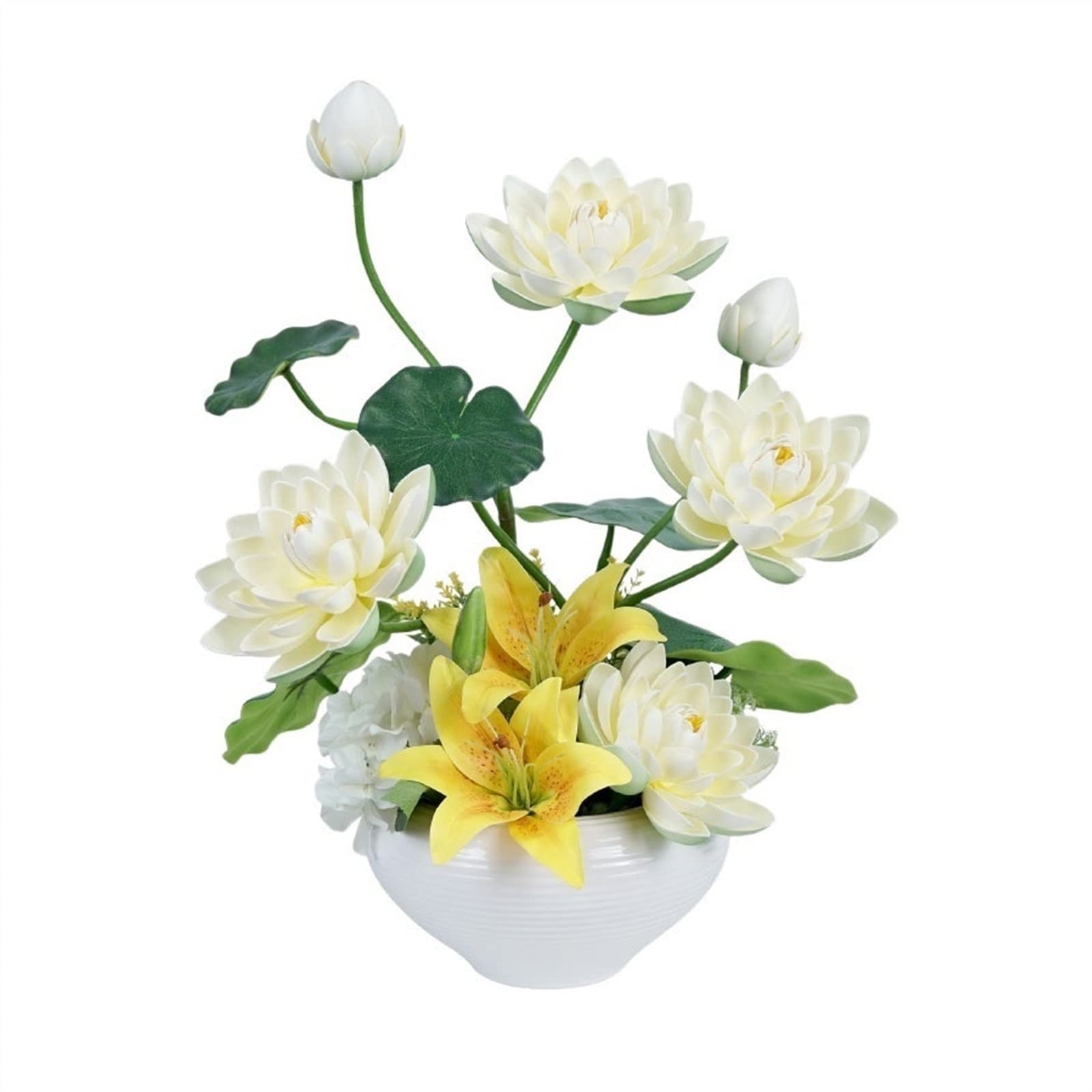 AYCDL Artificial Flowers Large Simulation Lotus Flower Set Fake Lotus Flower Silk Flower Indoor Desktop Decoration Artificial Flower Ornaments Fake Flowers,Beige-A