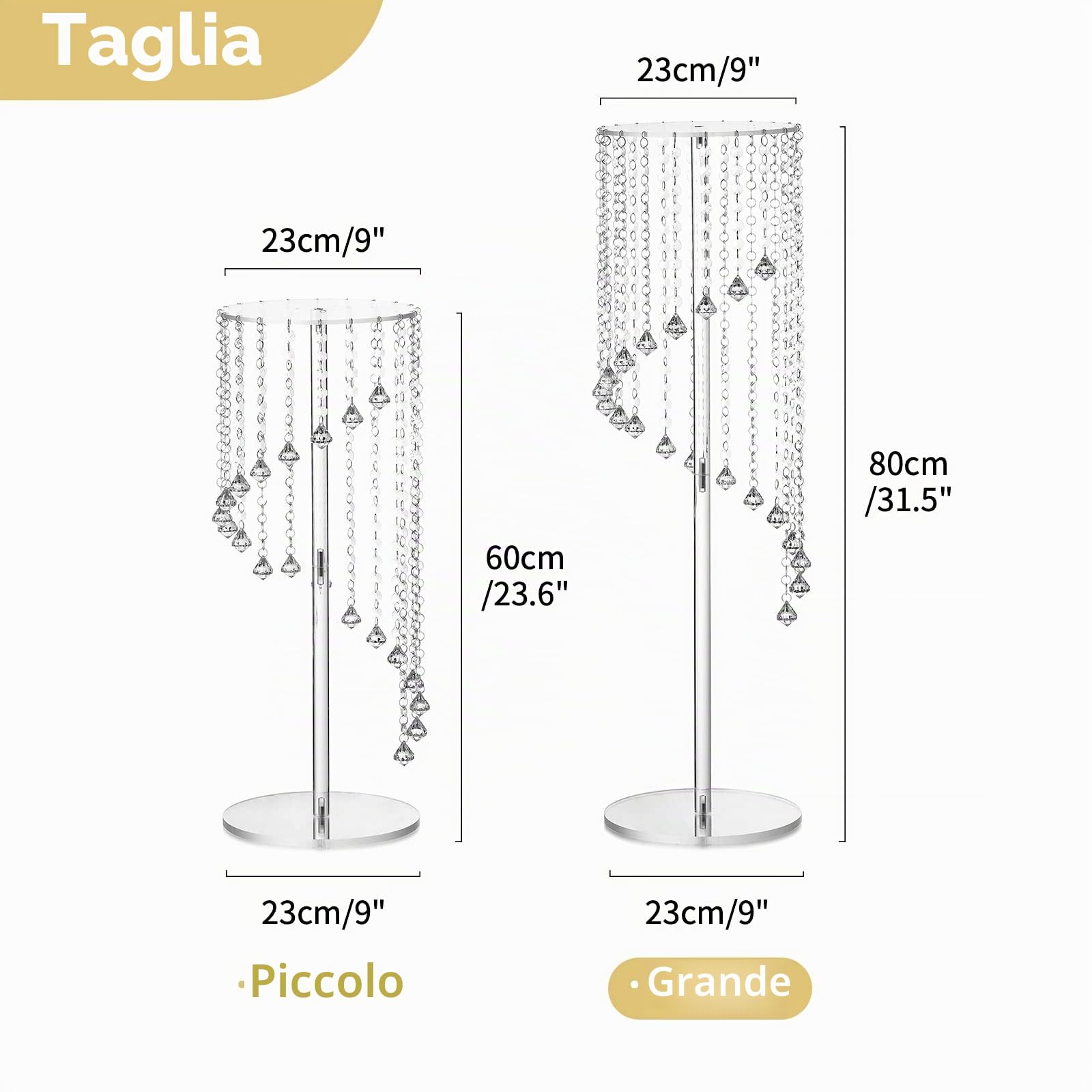 Nuptio Vasi Acrilico Centrotavola per Matrimoni - 2 Pezzi Alti 80cm Supporto Vasi Fiori Geometrici Trasparenti per Decorazioni Tavola Centrotavola Cristallo Espositori per Fiori A Colonna per Feste