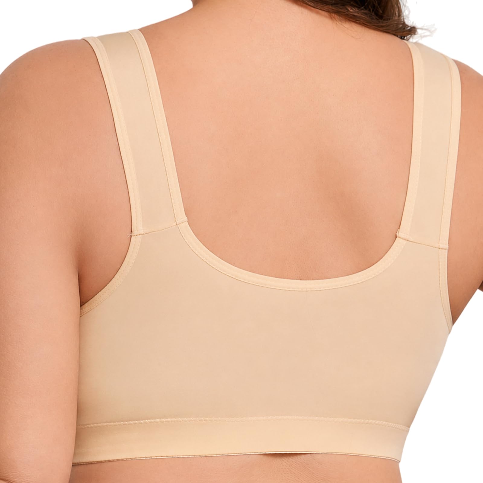 Reggiseno Donna Senza Ferretto Chiusura Frontale Set da 4, Reggiseni Taglie Forti in Cotone, Reggiseno Comodo per Seno Grande E Cadente