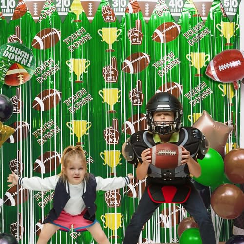 Football Party Decorations, 2 Pack Touch Down Party Foil Fringe Curtains, Superbowl Party Backdrop Streamers, Super Bowl Sunday Night Football Game Day Photo Booth Backdrops - Image 4