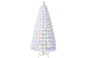 Goplus 6ft White Pre-Lit Fiber Optic Christmas Tree