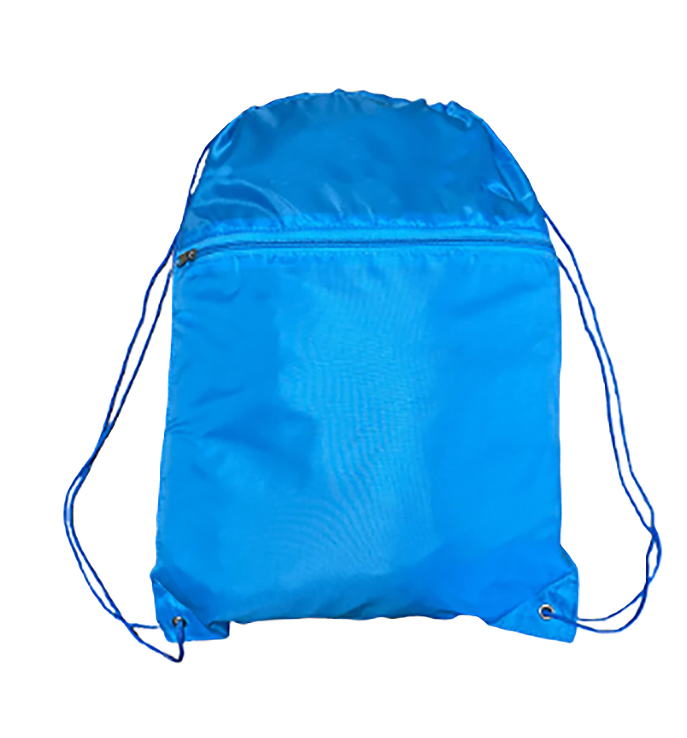 ToteBagFactory (12 Pack) Set of 12- Economical Drawstring Polyester Backpack with Front Pocket