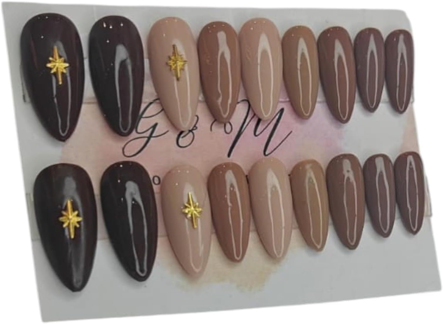 Gloss & matte Trends Premium Designer 18 pcs Stick-on Nails set, with Easy Glue Tab application, Nails are Reusable & Unbreakable (SF-W5198)