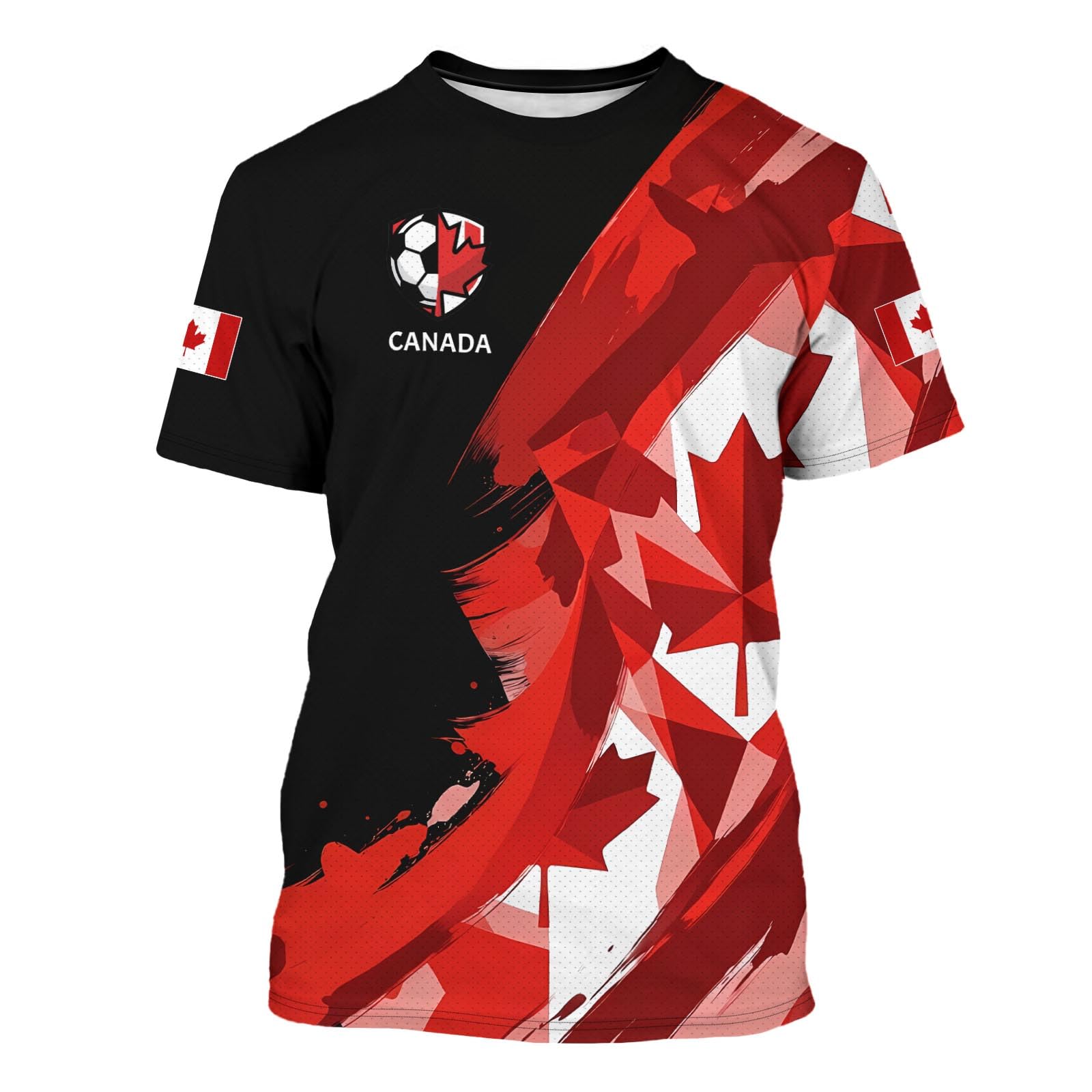 BJU Soccer Jerseys National Sports Fan Jersey Collection Football Training Apparel Crewneck Short Sleeves for Men and Women, Canada Red, M