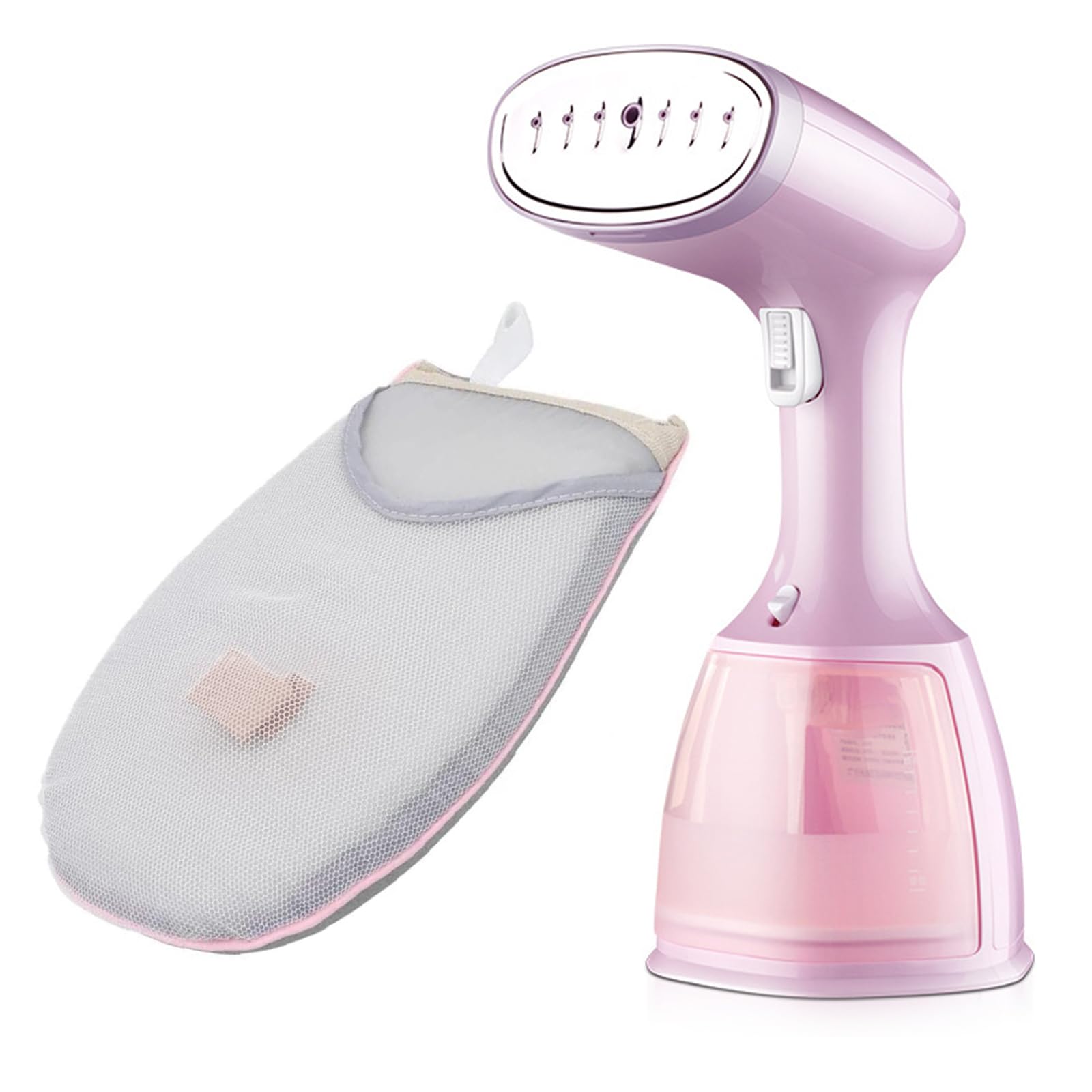 MuHadJiyaSteamer for Clothes, 1500W Handheld Garment Steamer, Portable Fabric Wrinkles Remover with Fast Heat-up, 350ml Water Tank, Fabric Brush, Clothing Steamer Iron for Home (Pink)
