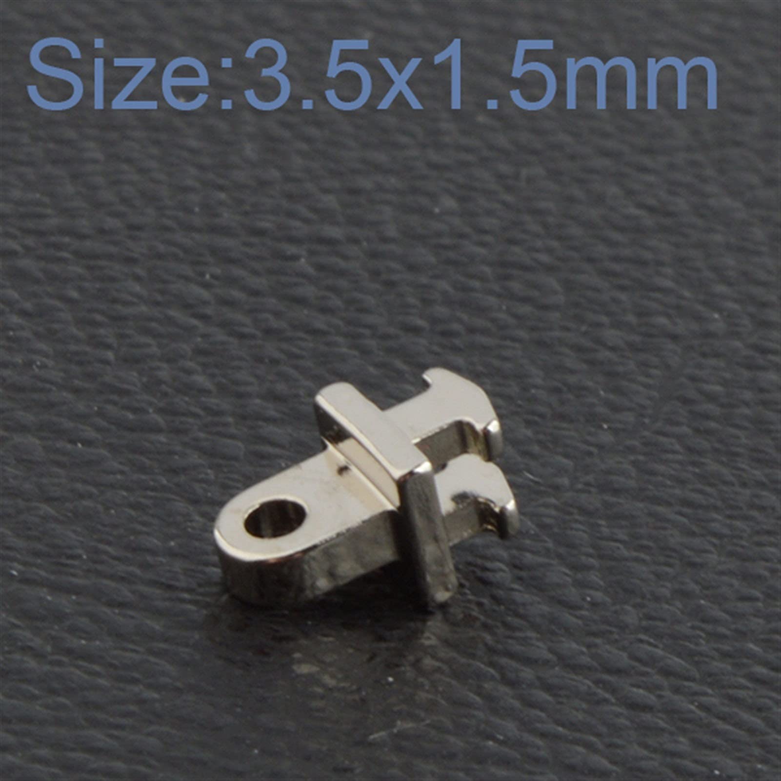 Zawias do okularów, 50 sztuk zębów pojedyncze zawiasy do okularów srebrne różne rozmiary plastikowa uszkodzona stal zastępcza(3.5x1.5mm)