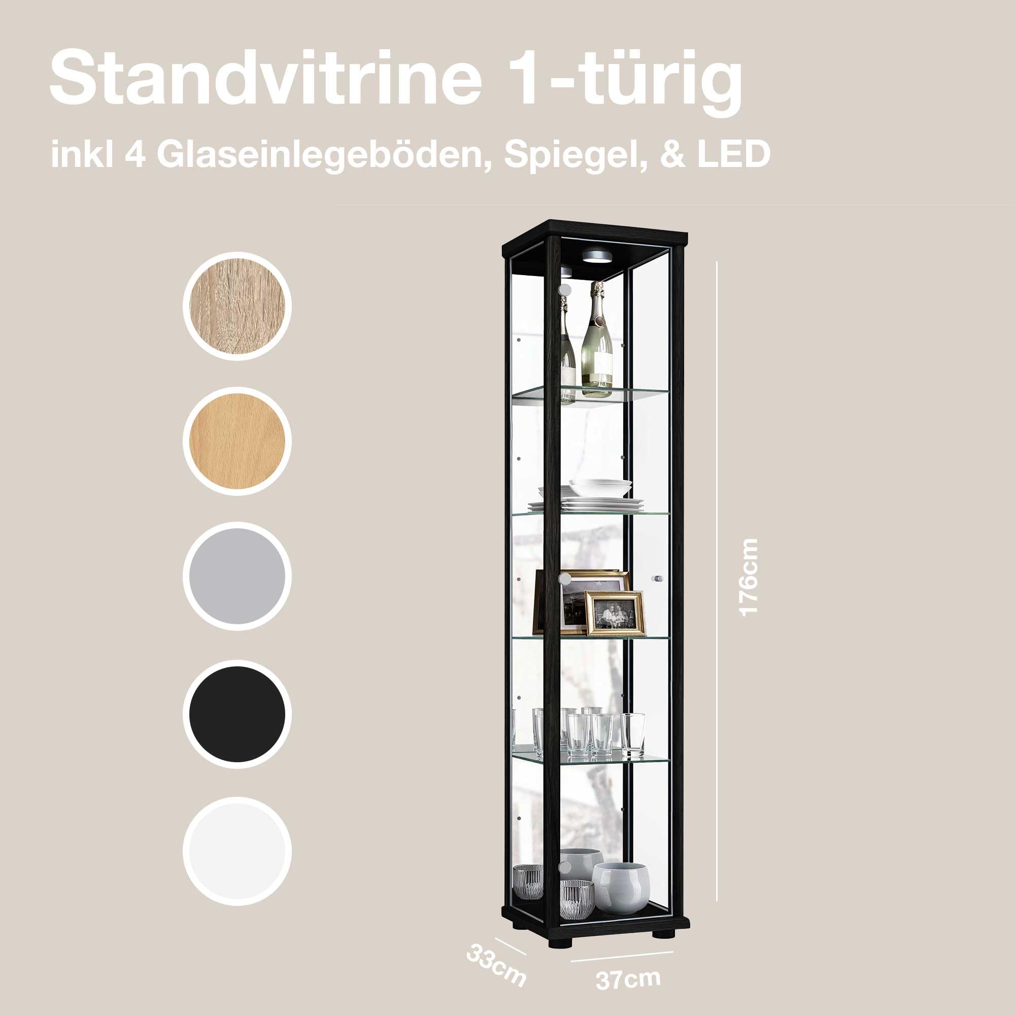 Vetrina Collezionisti K-Möbel In Vetro E Faggio 80x60x25 Cm Con Luci LED - Foto 11