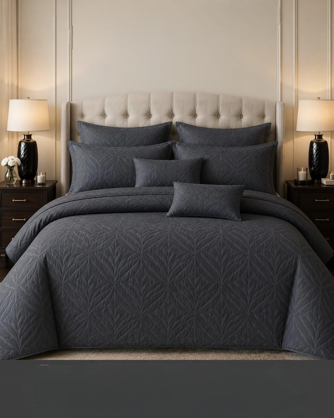 Soft Glace Cotton AC Comforter Set King Size Double Bed with 1 Flat Bedsheet-90x100 inch and 2 Pillow Covers II 4 pc Bedding Set- Color:Grey-image-16