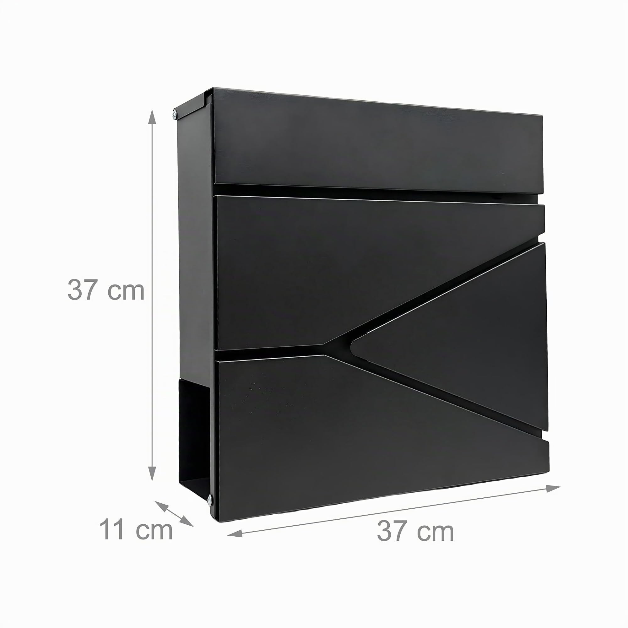 Buzón Relaxdays con Compartimento para periódicos, (H x A x F): 37 x 37 x 11 cm, DIN C4, Impermeable, 4 Llaves, Negro