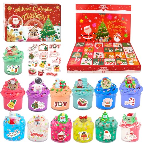 Xmas Slime Stocking Stuffers - Advent Calendar 2025 - Christmas Countdown 24 Days DIY Slime Kit - Christmas Gifts Toy for Kids Girls Boys