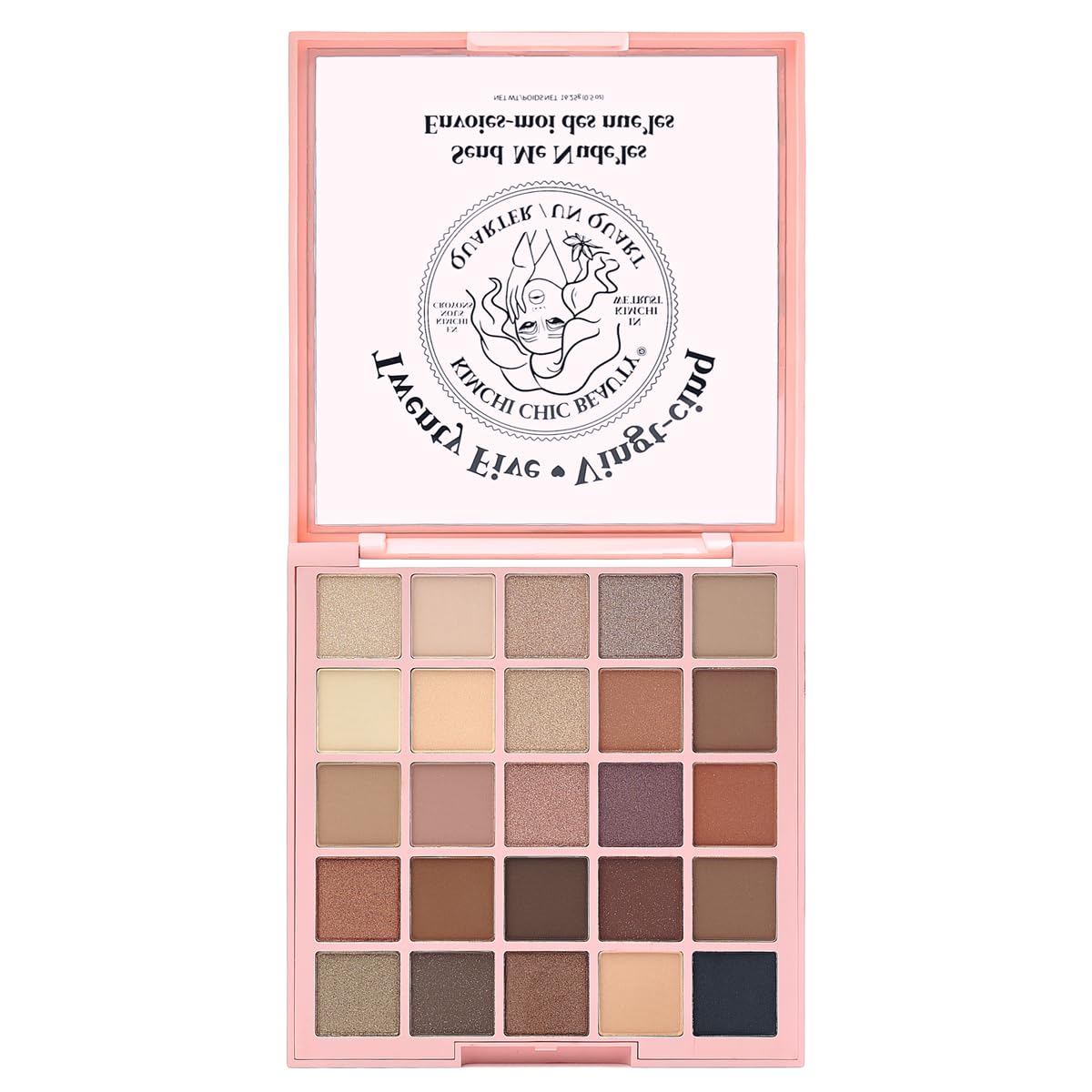Kimchi Chic Twenty Five Eyeshadow Palette - 25 Shimmer & Matte Shades for Day to Night Looks, Cruelty Free & Vegan Send Me Nude'Les 0.5 oz