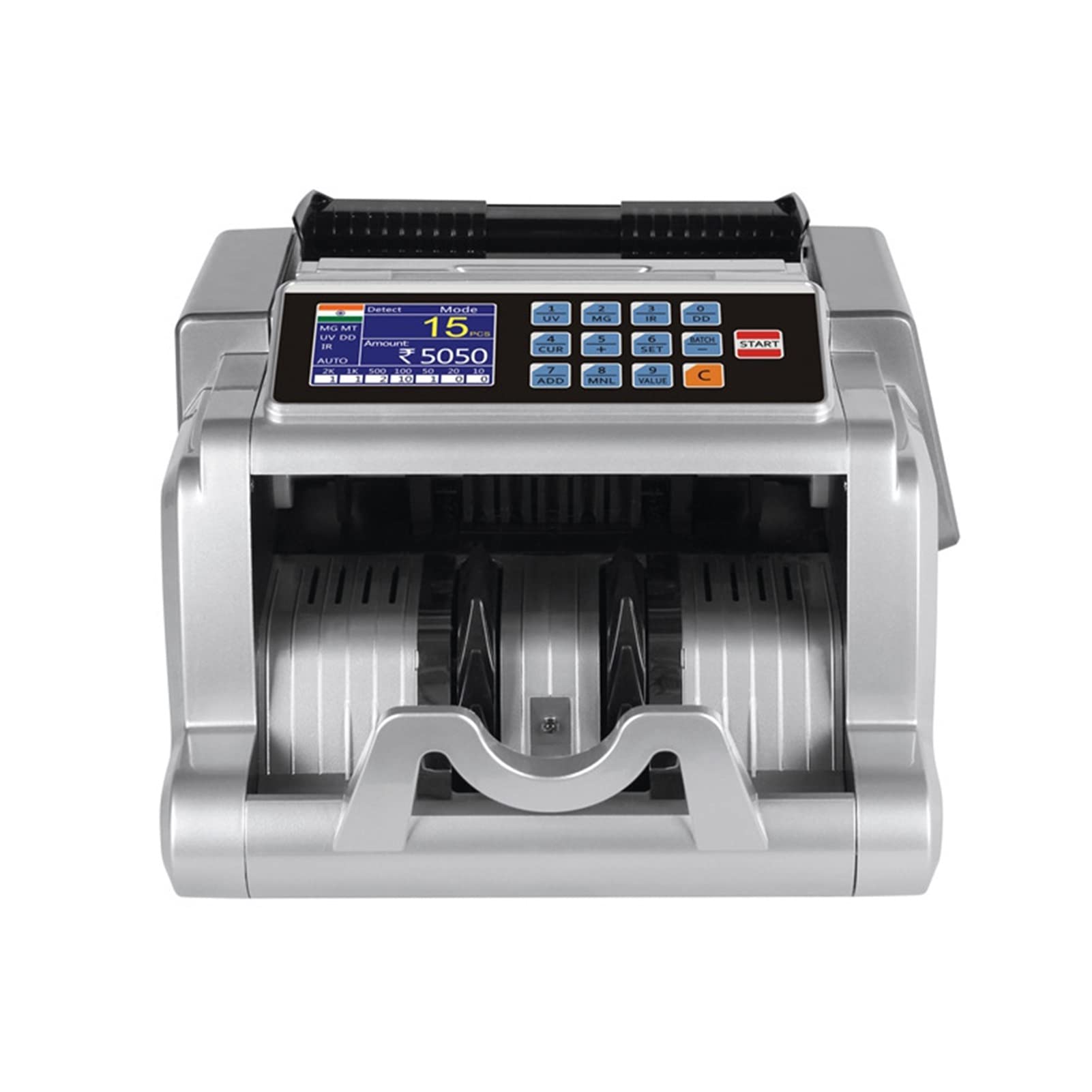 EDEDE Macchina Conta Soldi, Contatore di Denaro, rilevatore di valute con LCD Visualizza Il rilevatore di Punti Totale Dollaro statunitense Rilevatore di valute Multi-valuta Euro UV MG