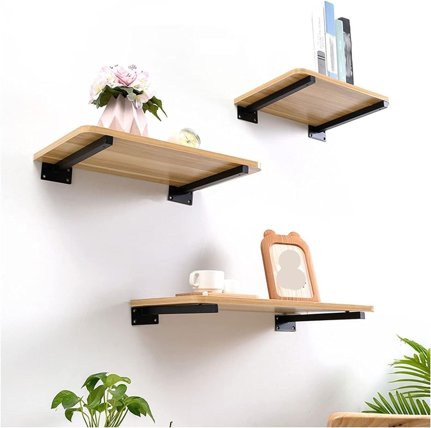 Shelf Brackets,Shelf Support Peg,Wall Brackets，Bracket, Shelf Brackets,Wall Mounted Shelf Corner Brace,Shelve Bracket Black Industrial, 2 Pieces of Wall mounted Floating Shelf Brackets, for Kitchen/ba