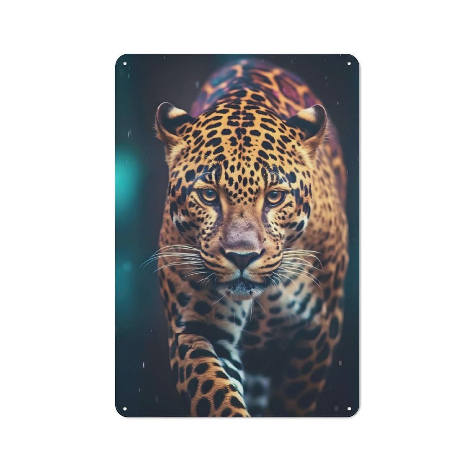 Leopard Metal Gift Sign 30x20cm, Vintage Home Wall Decor for Home, Shop, Pub Or Studio Wall