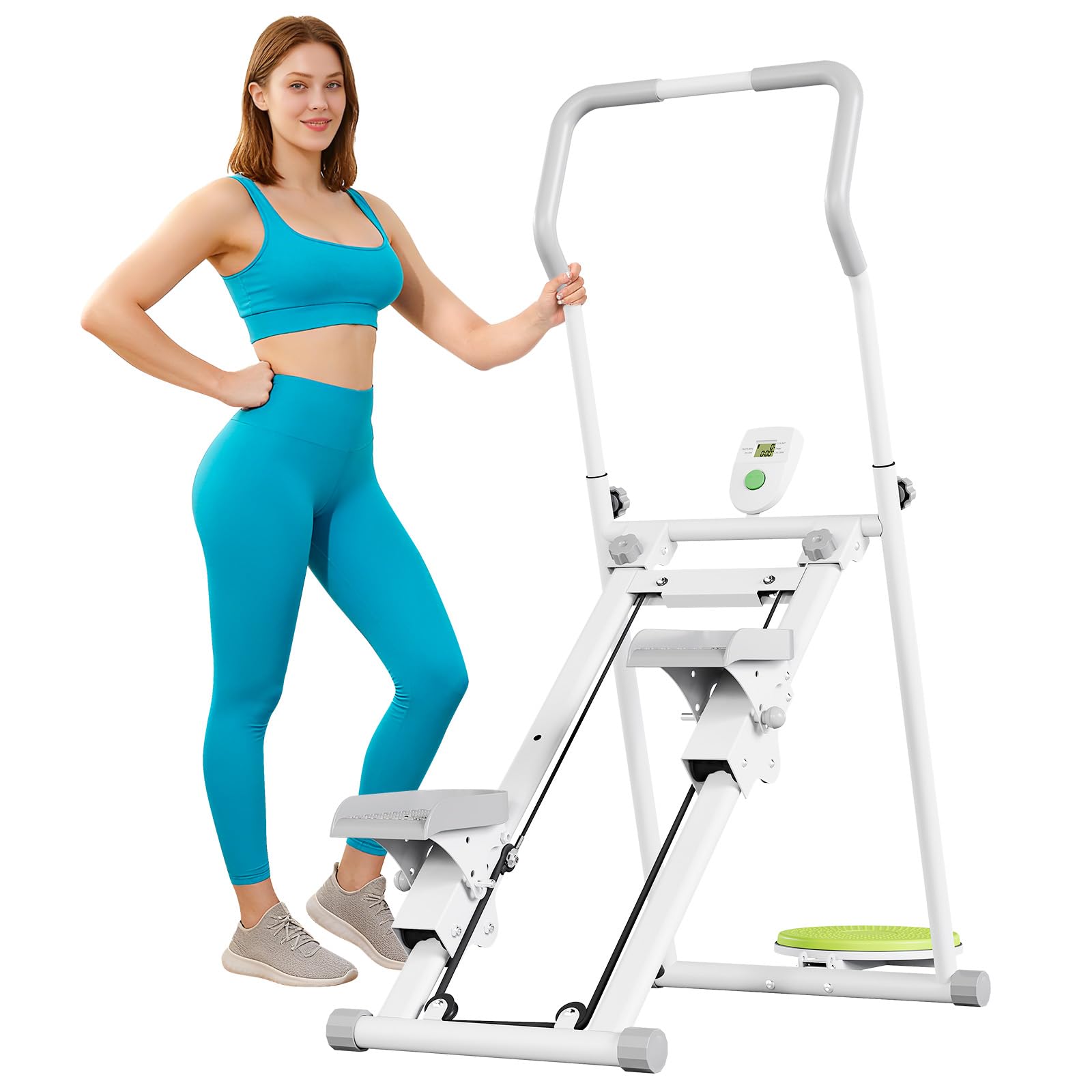 TOTEBOX Stair Stepper Climbing Machine, Steppers for Exercise Workout, Folding Cardio Climber Master with Adjustable Handlebar and Pedal Angle, LCD Display and Twist Waist Plate