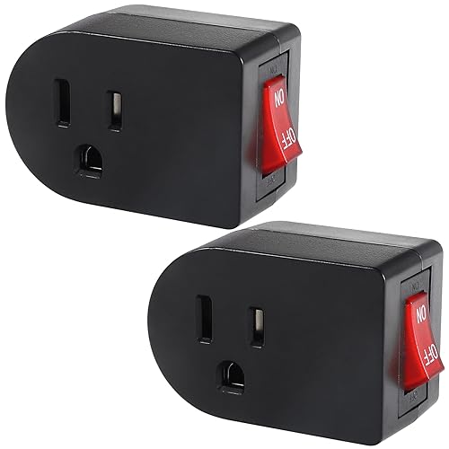 Miniatura 8 de Toma de tierra con interruptor de encendido y apagado (paquete de 4), interruptor de salida de adaptador de corriente individual 15A 1875W3 clavijas