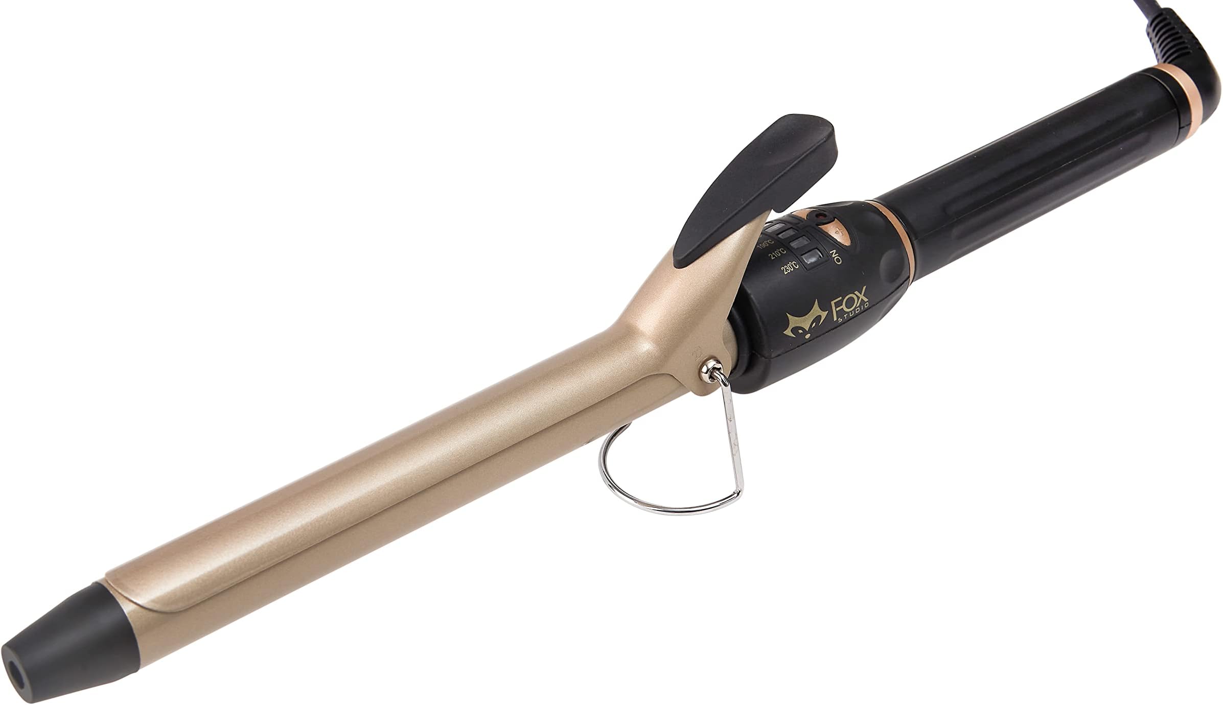 FOX STUDIO 360 Degree Swivel Connection to Prevent Entangling Curler & Crimper HAIR CURLER FOR ALL HAIR TYPES WITH CERAMIC EXTRA LONG BARREL (GOLDEN) (25mm)