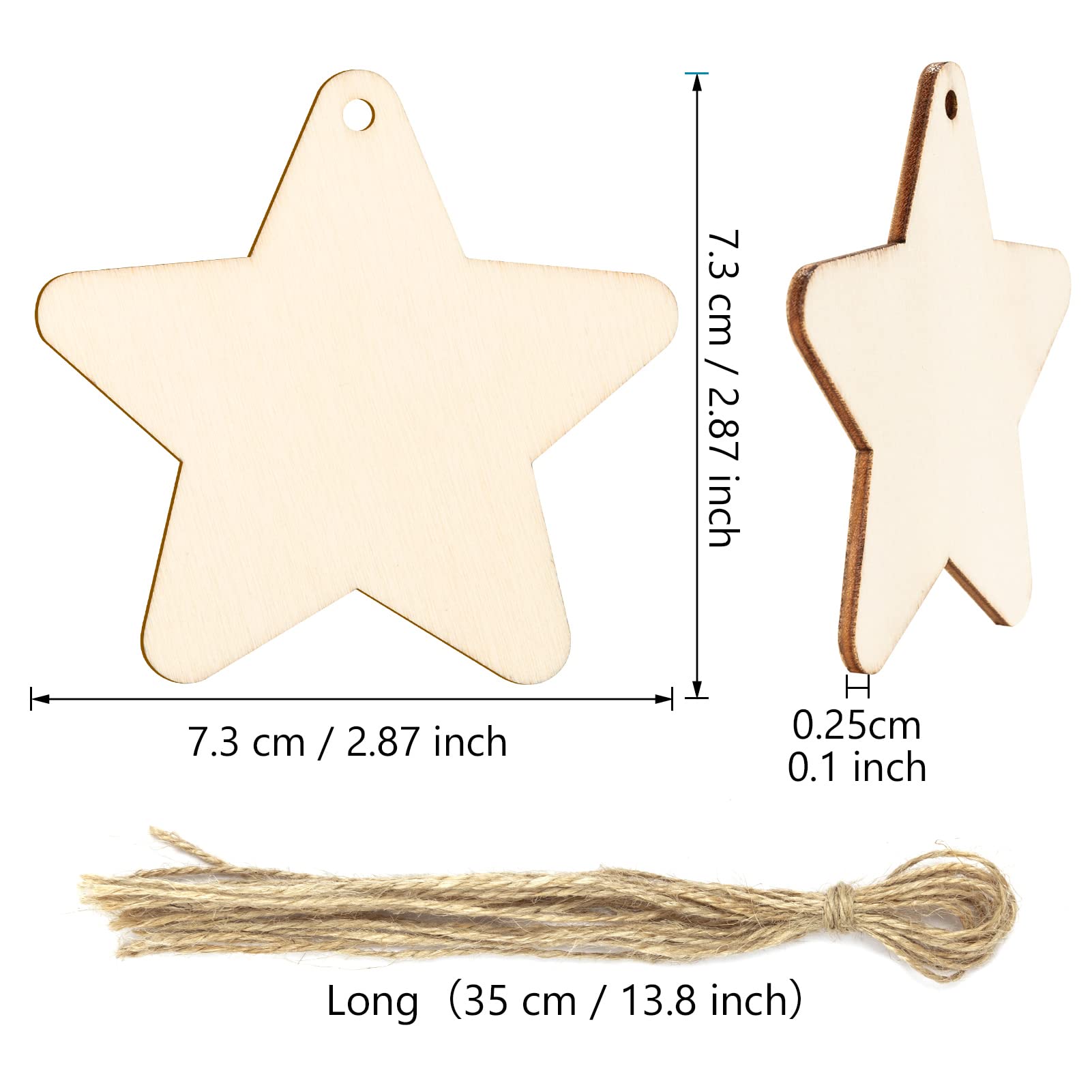 YEJAHY Lot De 200 Étoiles En Bois Pour Bricolage Et Décoration De Noël, Fête, Table (6 Mm, 8 Mm, 10 Mm, 12 Mm, 15 Mm