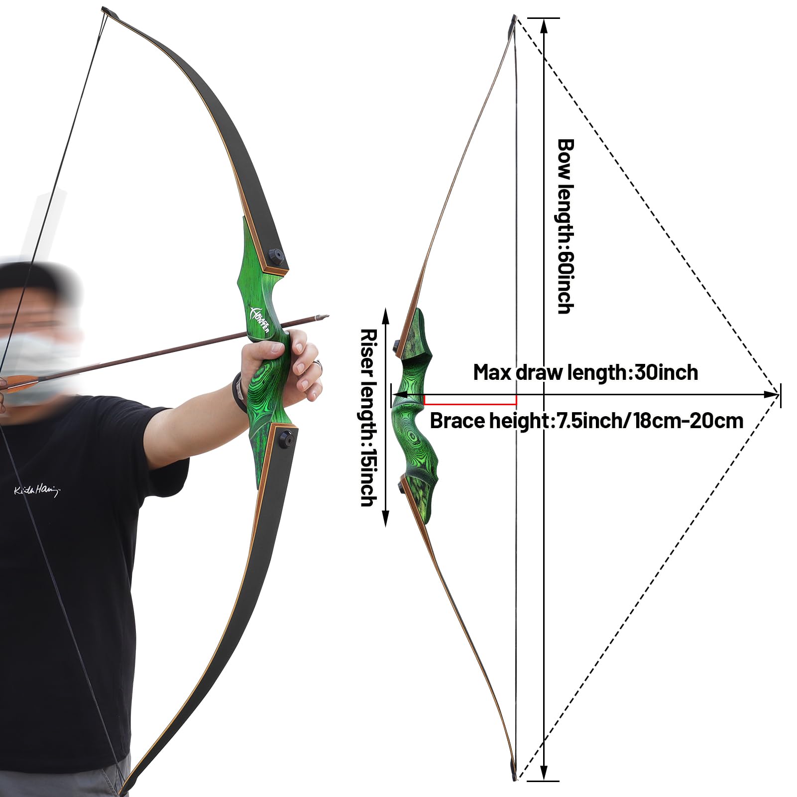 Bear Montana w/Flame Bamboo & Clear Glass 60 lb. RH