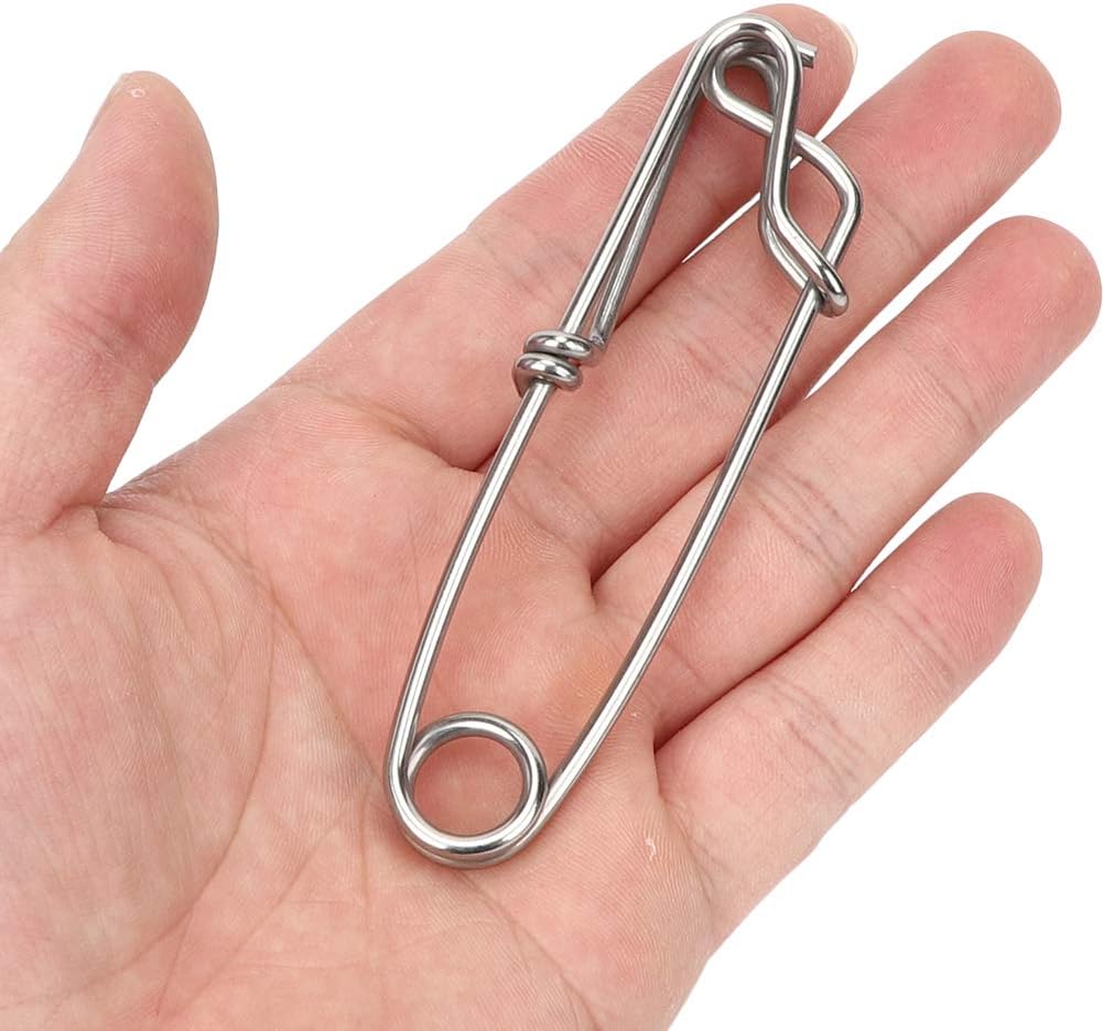 Horoper 10pcs Stainless Steel Longline Branch Hangers Snap Clip Tuna Clamp Fishing Tackle Quick Fishing 2.6x100mm