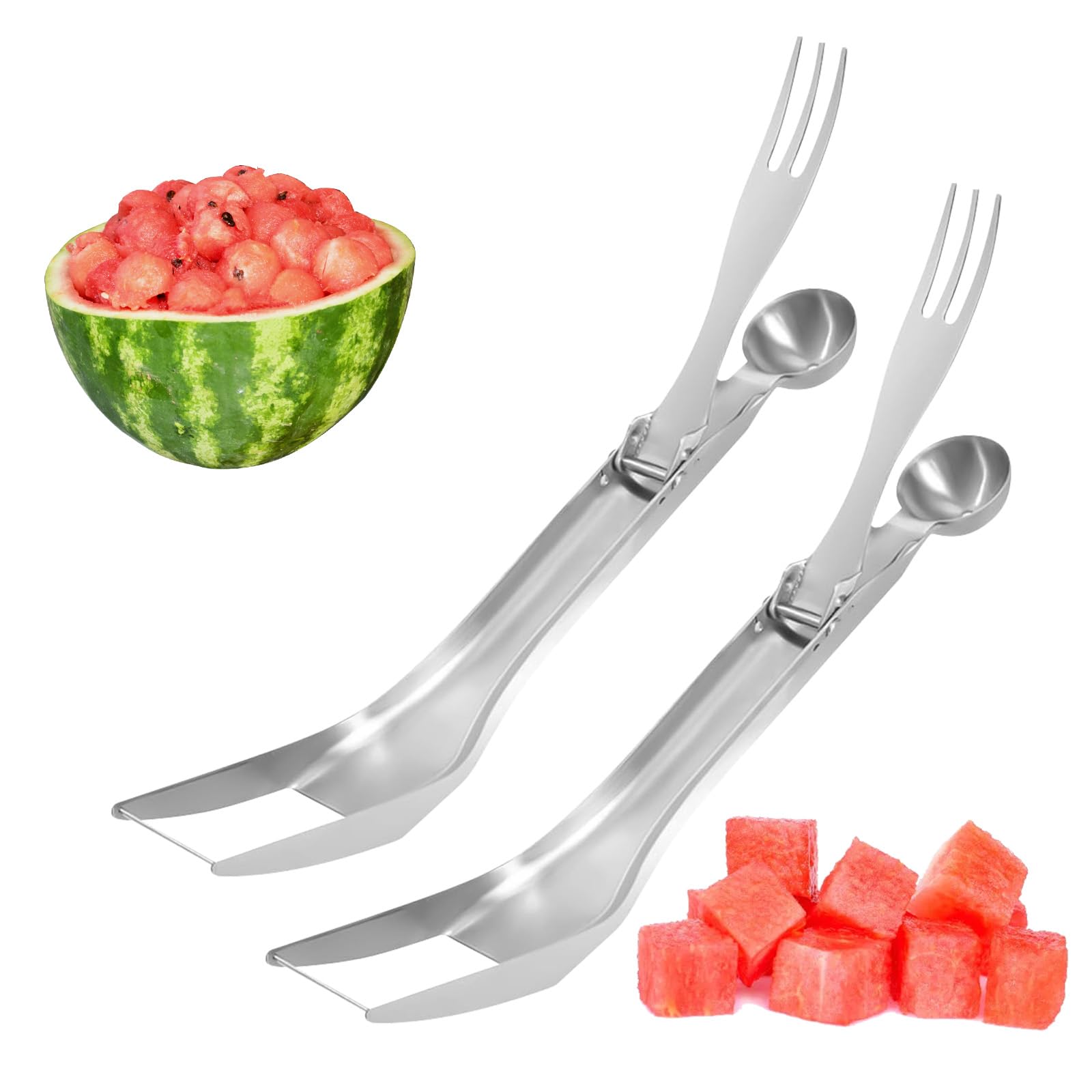 4 in 1 Stainless Steel Fruit Cutter, 2025 New Watermelon Cutter, Watermelon Slicer Watermelon Cutters Melon Cutter Tool for Kitchen Gadget (2)