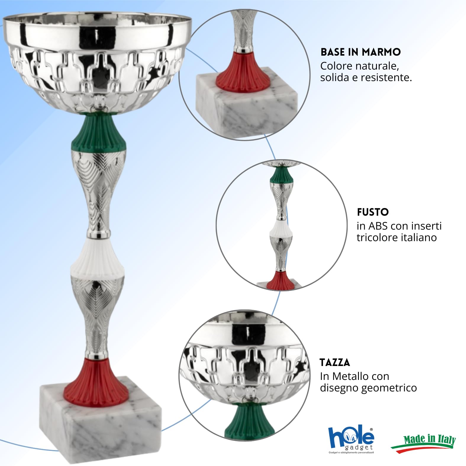 Coppa Trofeo Personalizzabile 37, 34, 30, 27, 24 cm Singolo o Set Tutti Gli Sport, Calcio, Calcettto, Tennis, Basket, Padel, Fantacalcio, Premiazioni cod 12.941