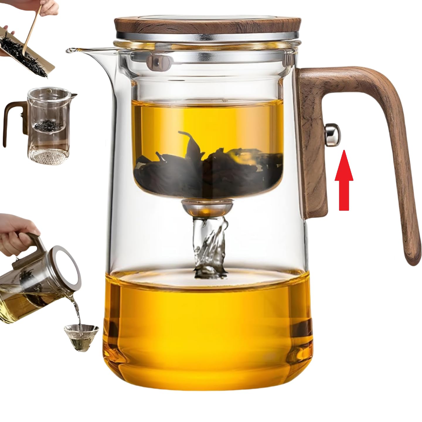 Teiera, Teiera magica creativa in vetro, infusore in vetro per tè sfuso staccabile, ideale per la preparazione del tè - 18 oz (circa 530 ml) (Trasparente)