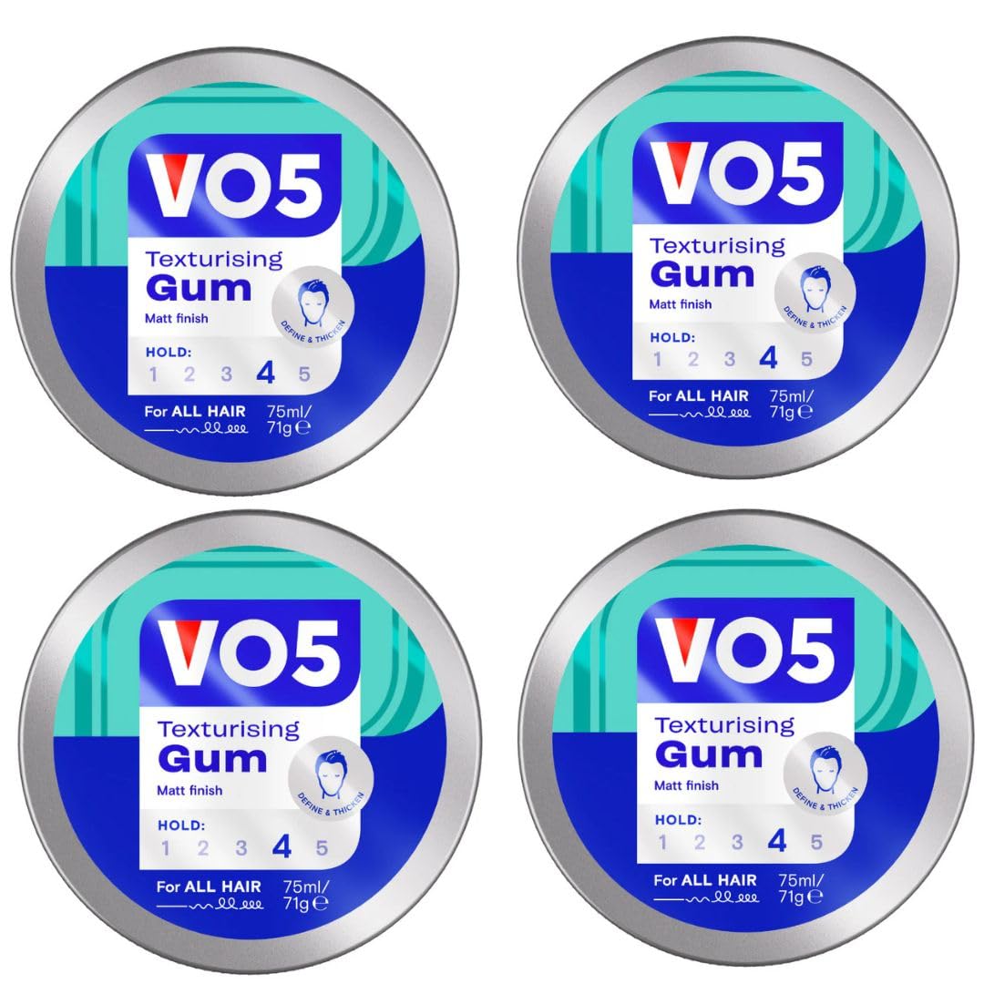 VO5 Gomme texturisante avec tenue extra ferme pour un look naturel et élégant pour homme offrant une tenue toute la journée et idéale pour un coiffage extrême, lissage, séparation et texturisation, 75