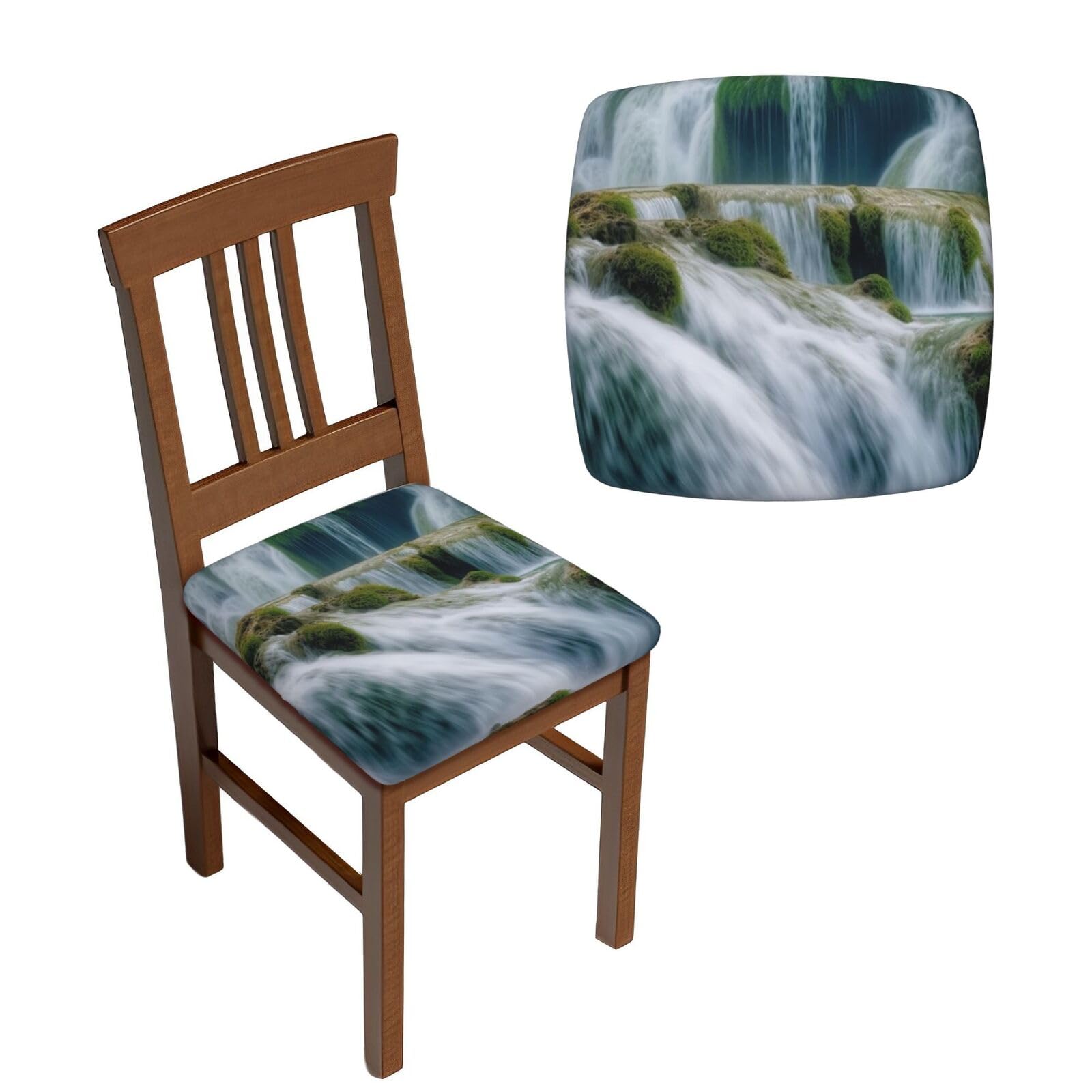Housses de chaise extensibles pour salle à manger - Lot de 6 protections lavables cascade
