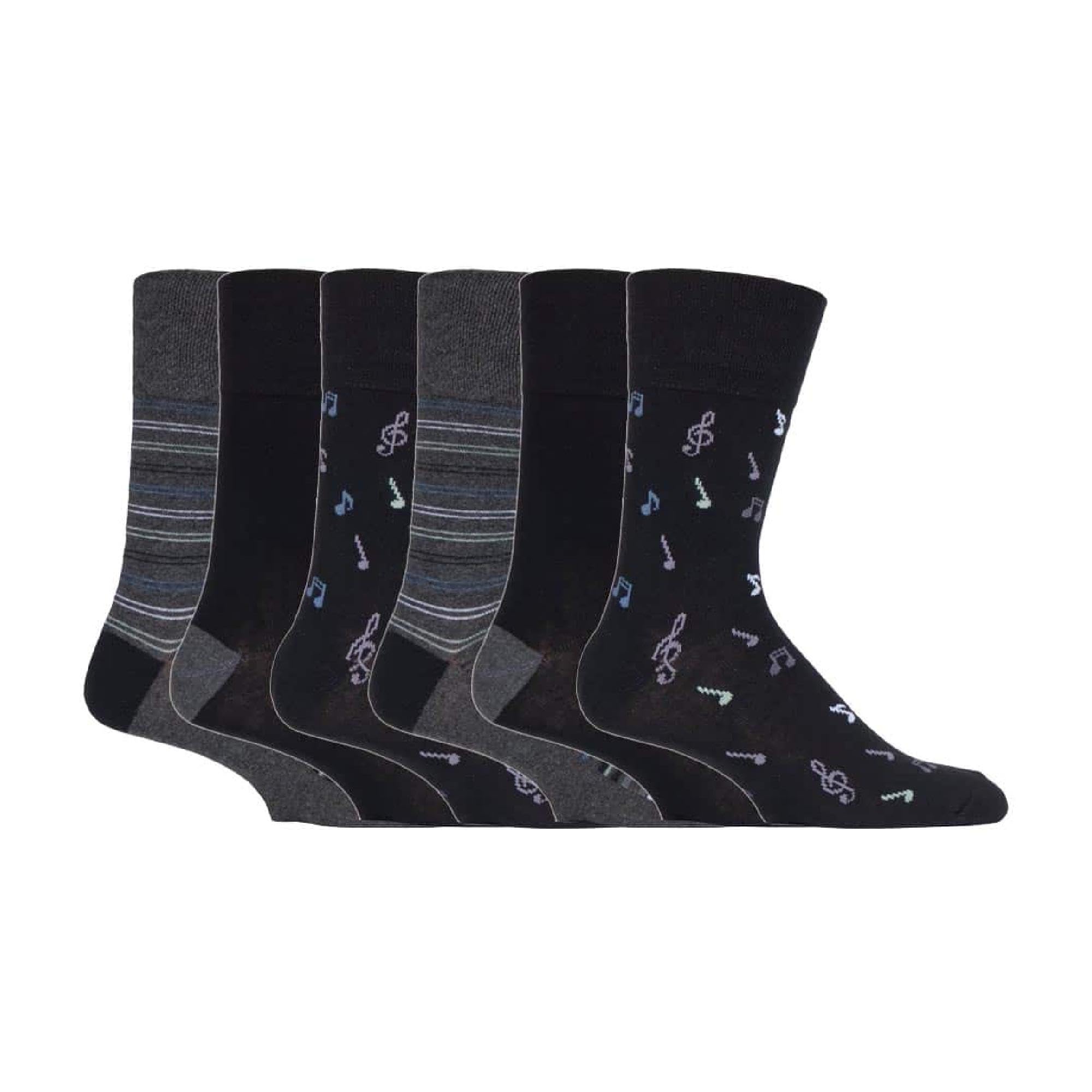 Sock Shop Gentle Grip Men's Somrj546 - Novelty Cotton Socks – 6 Pack | Fun Non-Elastic Soft Top Socks For Circulation (6-11, )