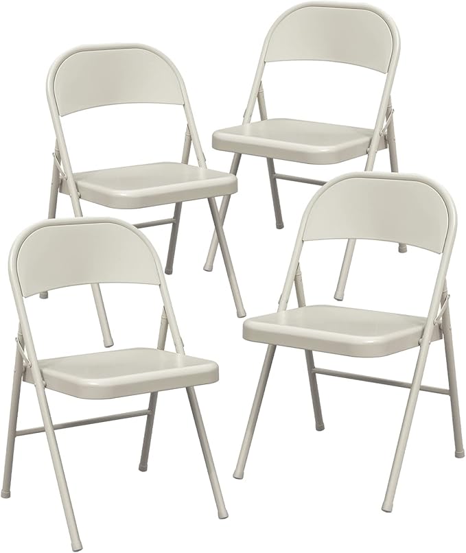 BOOSDEN Folding Chair, Foldable Chair, Set of 4, Metal Fold Up Chair