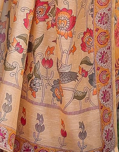 Image of SIRIL Women's Cotton Linen Printed Handloom Saree with Unstitched Blouse Piece