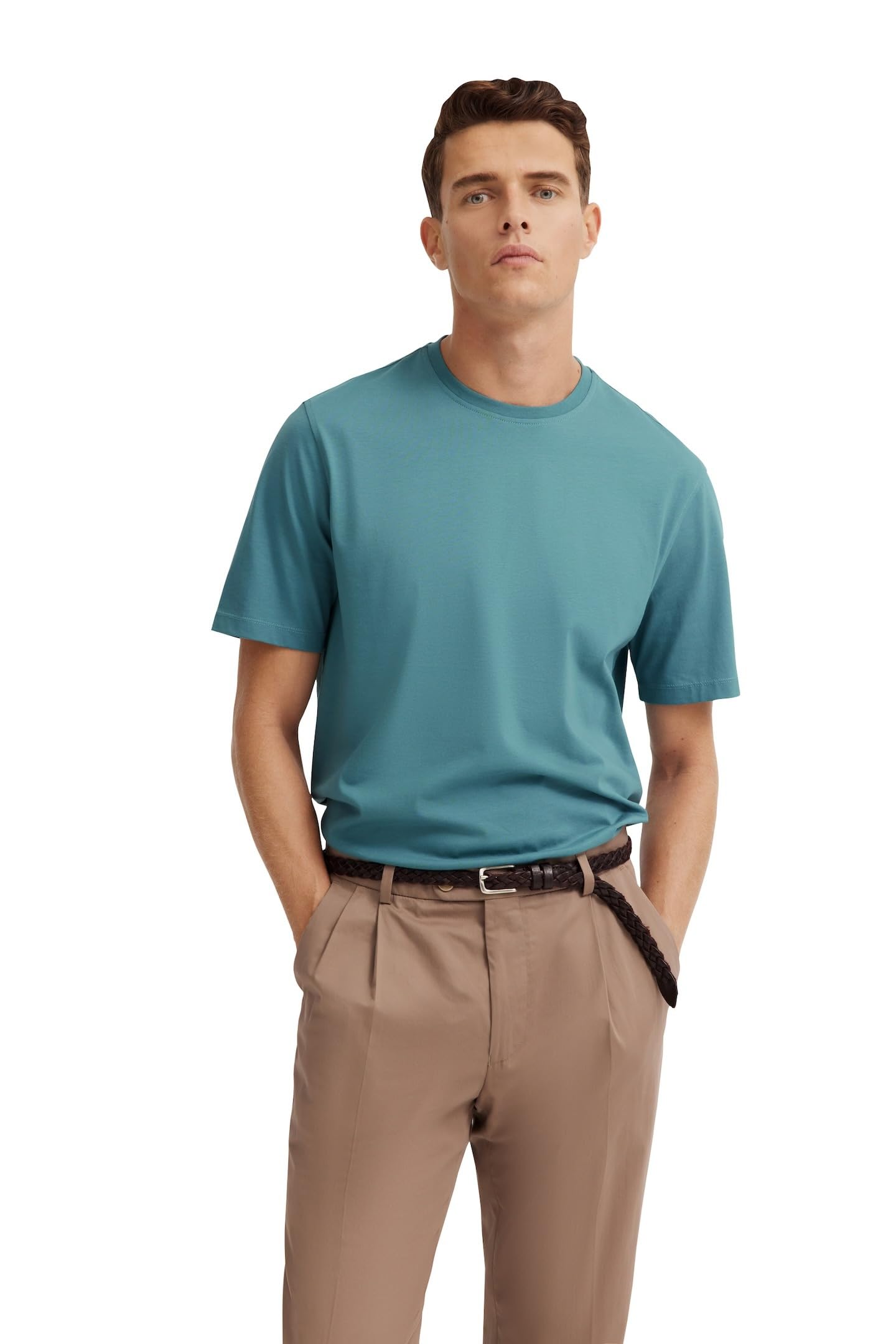 bugatti Men's T-Shirt Crew Neck Short Sleeve Modern Fit, 550-Bottle Green, XL