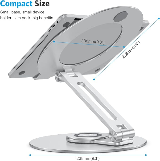Soporte Ajustable para Laptop OMOTON con Base Giratoria 360°, Plata miniatura 6