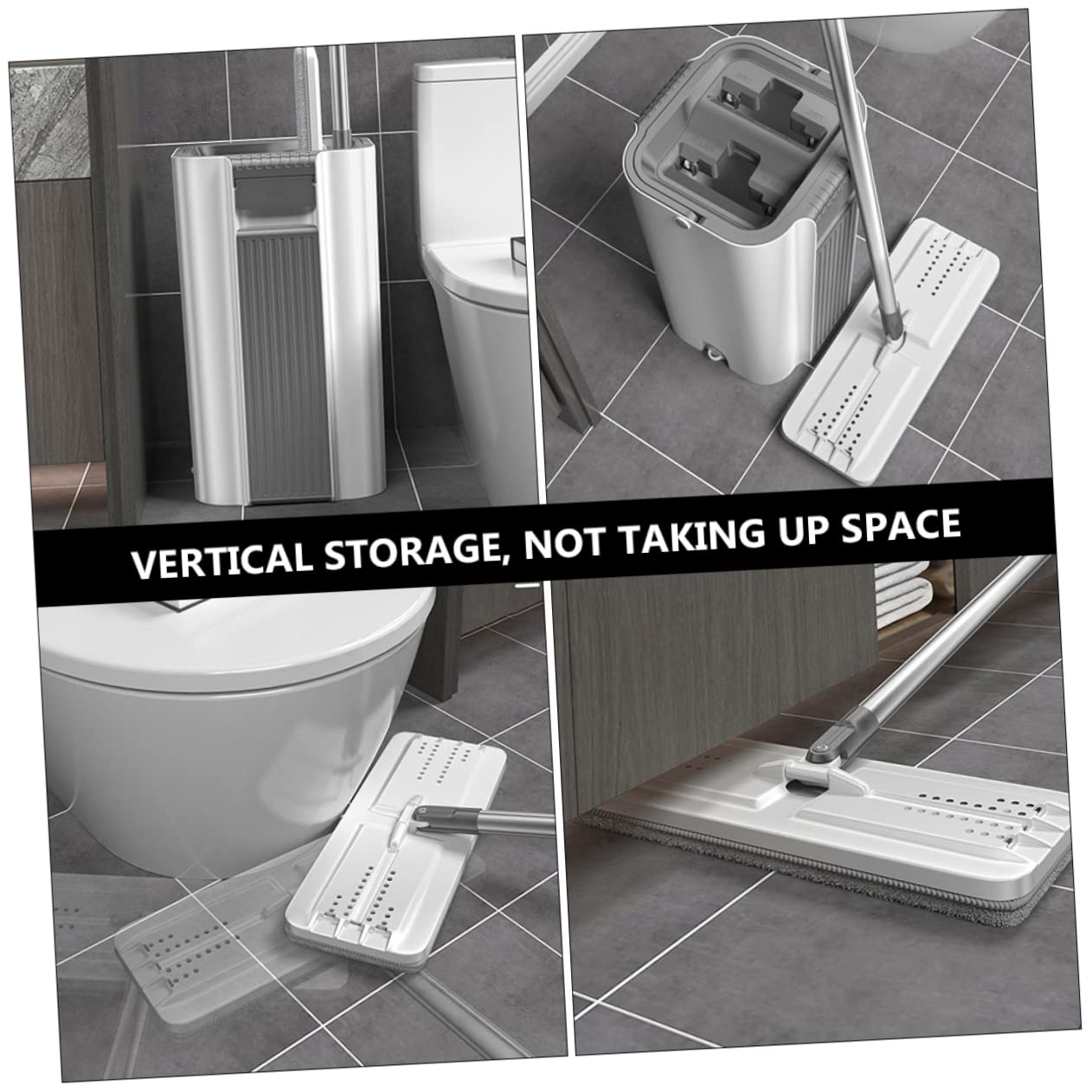 Trapeador de Microfibra Cubo de Acero Inoxidable Plata | Portátil Asa Integrada, Base Antideslizante, para Suelo y Sala Limpia, Formato Práctico