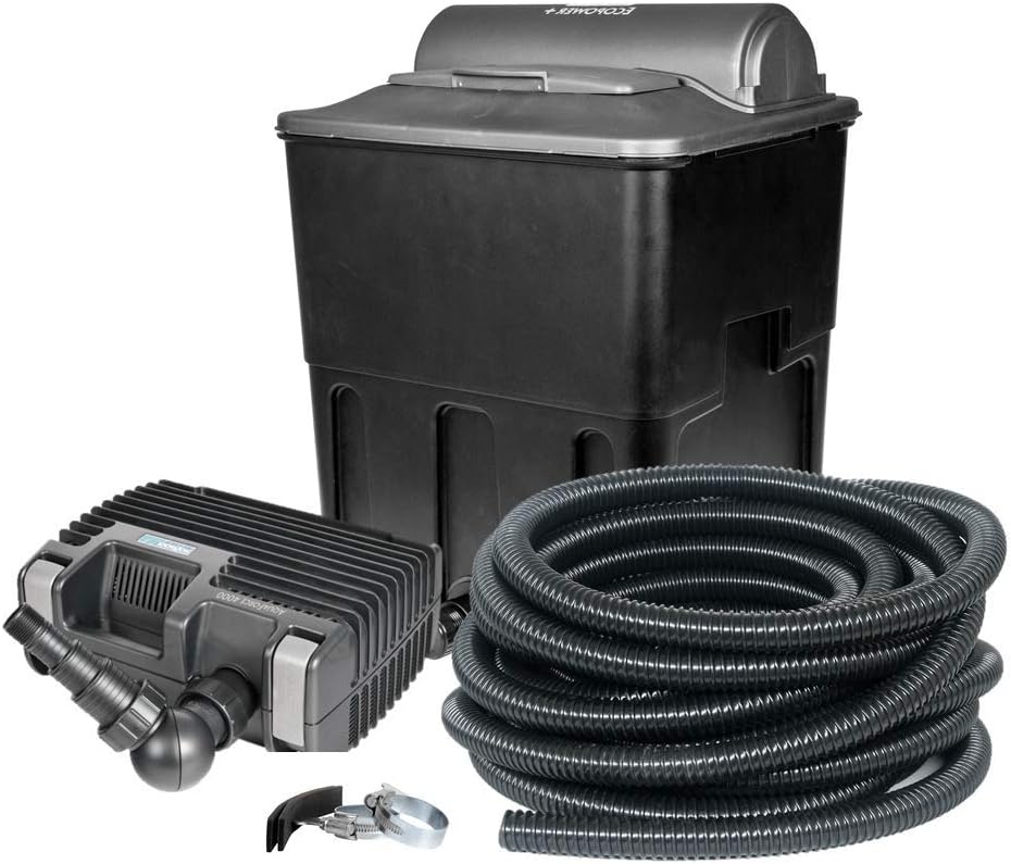 Hozelock Tricoflex 1866 1582 Ecopower+ 20000 Garden Pond Filter with Integrated UVC, Black, 50.8 x 40.5 x 29.1 cm