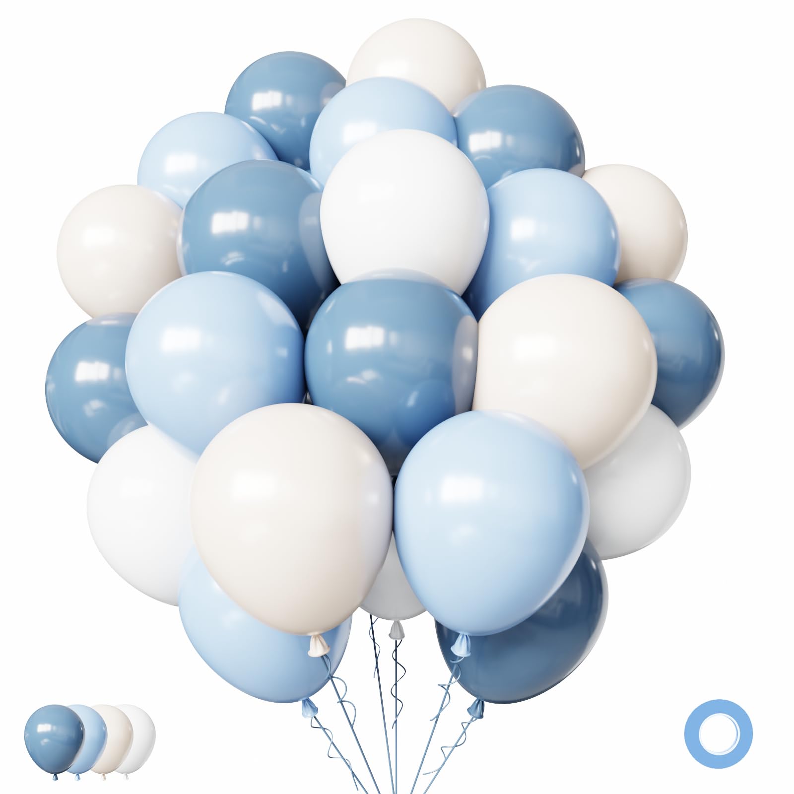 Dusty Blue Balloons, 65Pcs Light Blue Balloons 12Inch