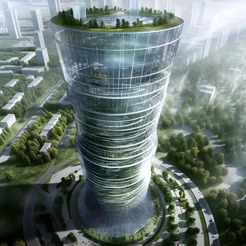 Abstract Wall Art Photo Print, Green Skyscraper Architectural Concept (5"