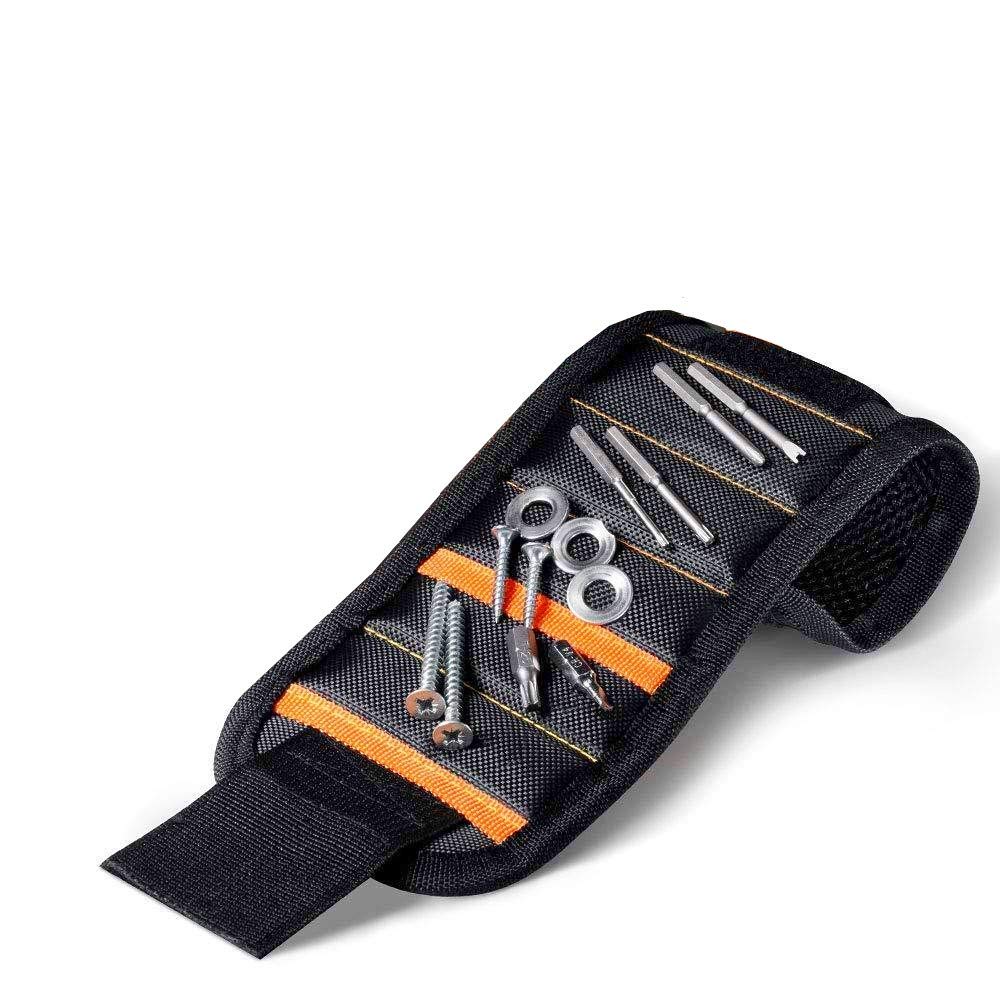 JZK Braccialetto bracciale magnetico lavoro con 15 magneti porta viti chiodi bulloni punte di trapano, polsiera magnetica per attrezzi, regalo per papà marito falegname idraulico