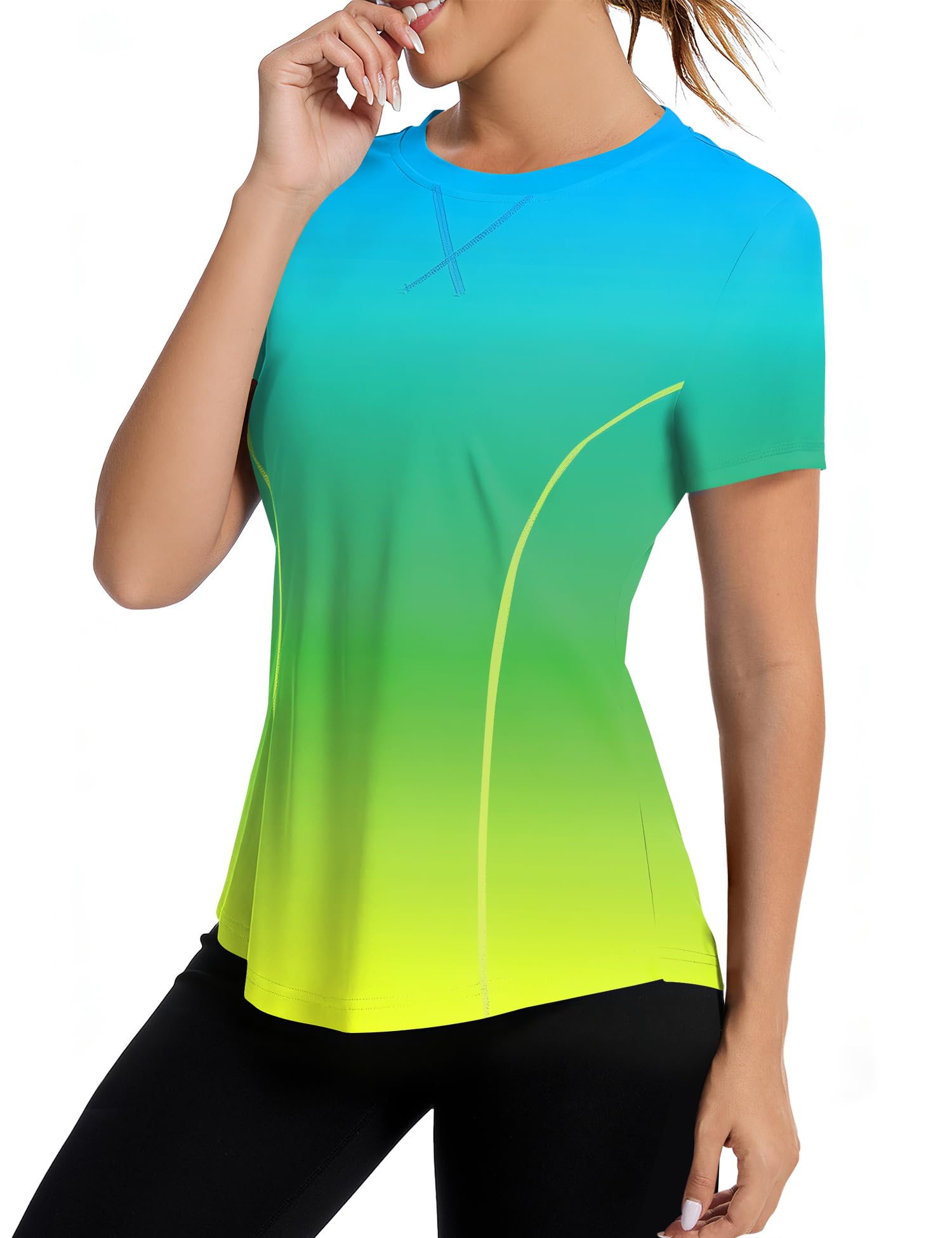 AVOOGUE Womens Short Sleeve Workout Tops Quick Dry Athletic UPF50 Sun Protection Shirts Gym Hiking Running Yoga Clothes