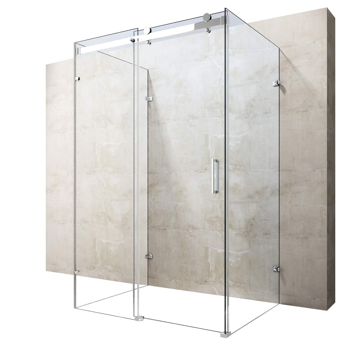 Durovin Bathrooms 1200 x 750mm U Shape Rectangular Framless Shower Enclosure - Sliding Door & 2X Side Screen - 8mm Safety Clear Glass