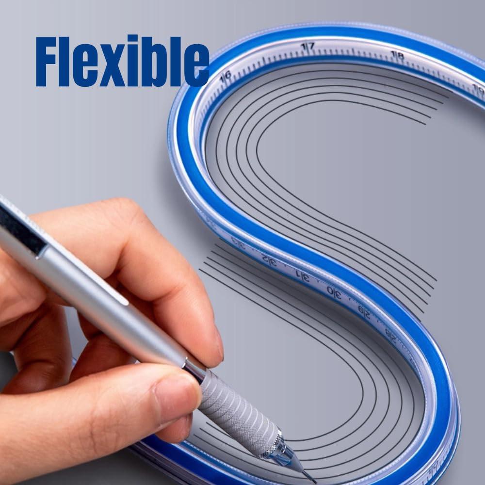 Règle Flexible De Courbe Pour Dessin, Couture, Bois - Plastique Souple, Graduée - Outil De Mesure Pour Formes Arrondies - 9