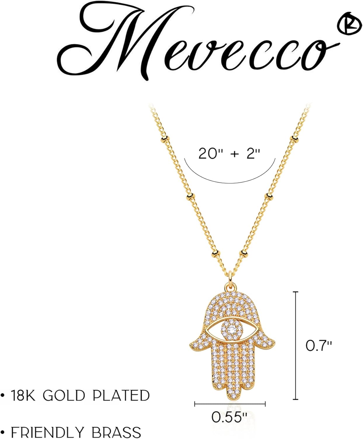 MEVECCO Gold Dainty Evil Eye Necklace for Women 18K Gold Plated Cute Delicate Solitaire Cubic Zirconia Boho Protection Evil Eye Minimalist Simple Necklace - Image 6