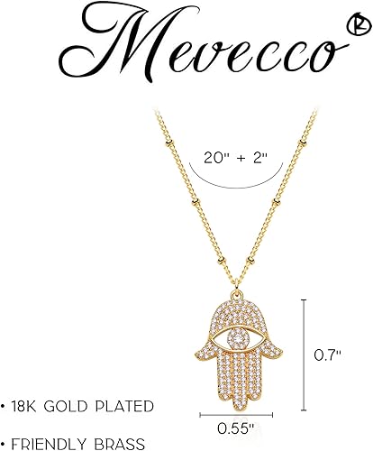 Miniatura 6 de Mevecco Collar de oro delicado de mal de ojo para mujer chapado en oro de 18 quilates lindo delicado solitario circonia cúbica protección ojo