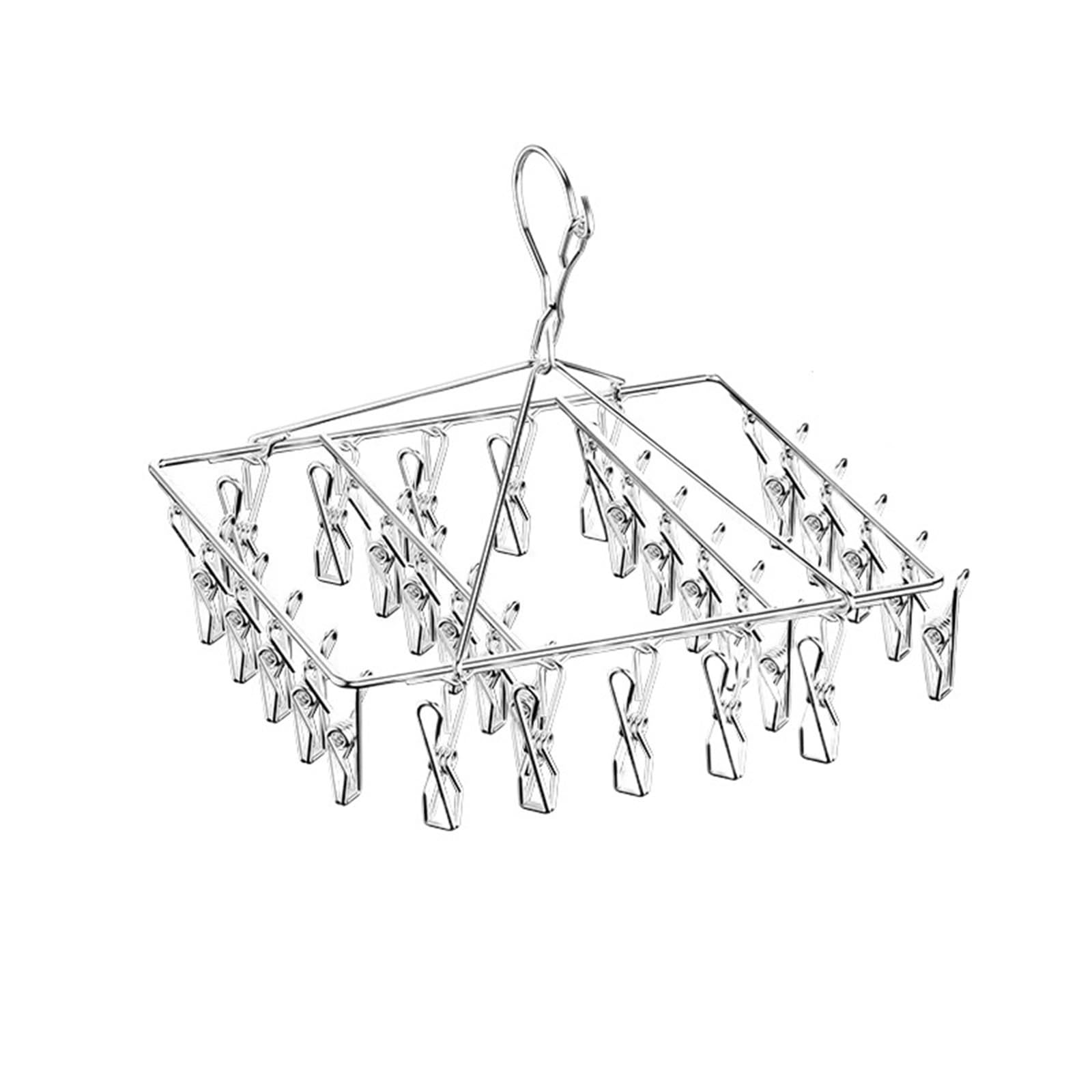 1pcs Steel Windproof Clothespin Laundry Hanger Clothesline Dryer Bra Towel Rack Clothes Airer Peg Hook Drying Sock For Home(30clip)