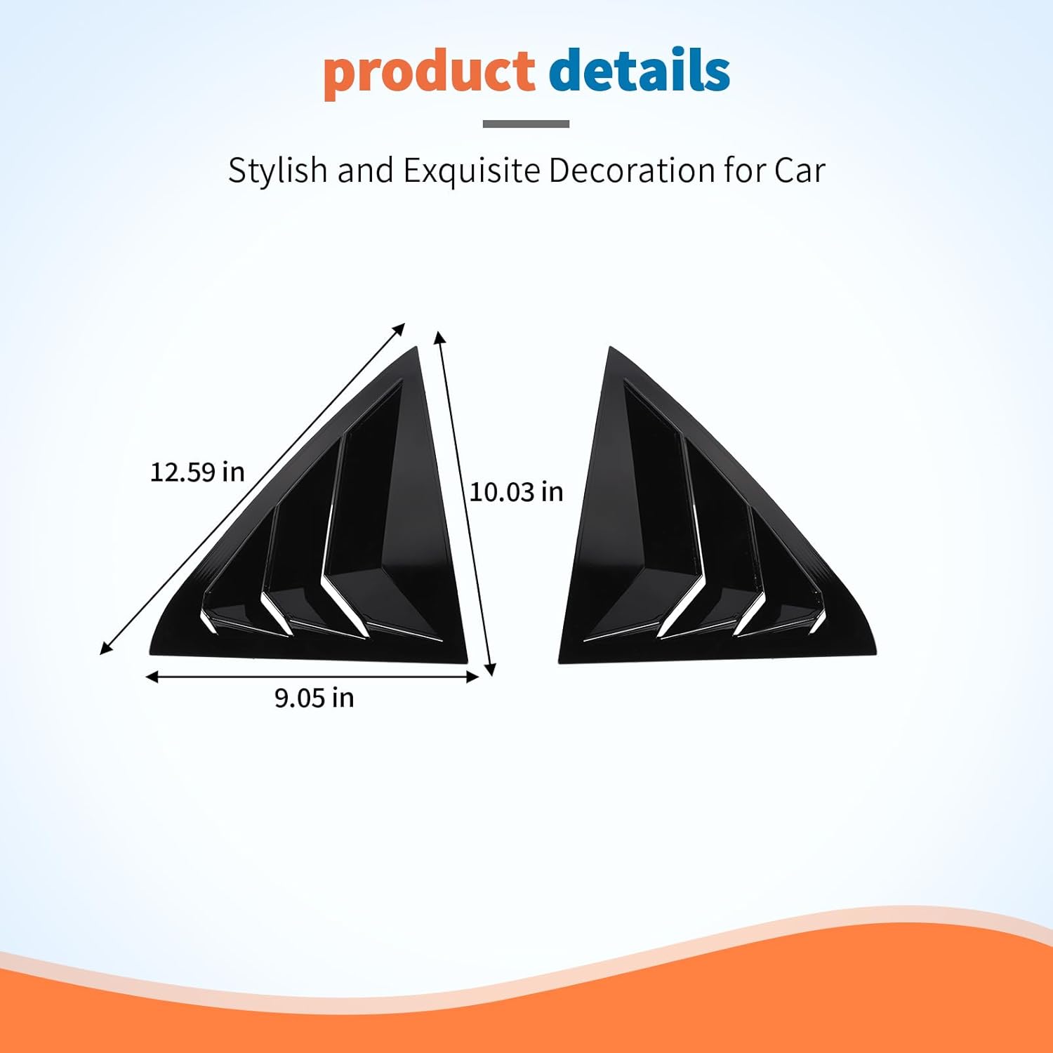 JeCar Black Side Window Louvers Shades Cover Trim for 2011+ Chrysler 300/300C