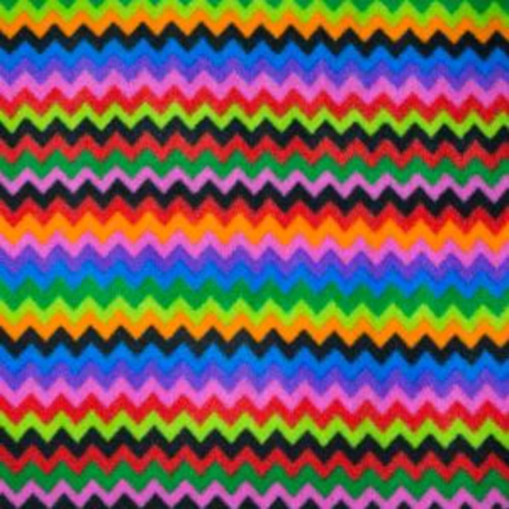 Polar Fleece Anti Pil Fabric Rainbow Crazy Zig Zag Chevron Stripes 150cm Wide (Price Per Metre) (Col. 1)