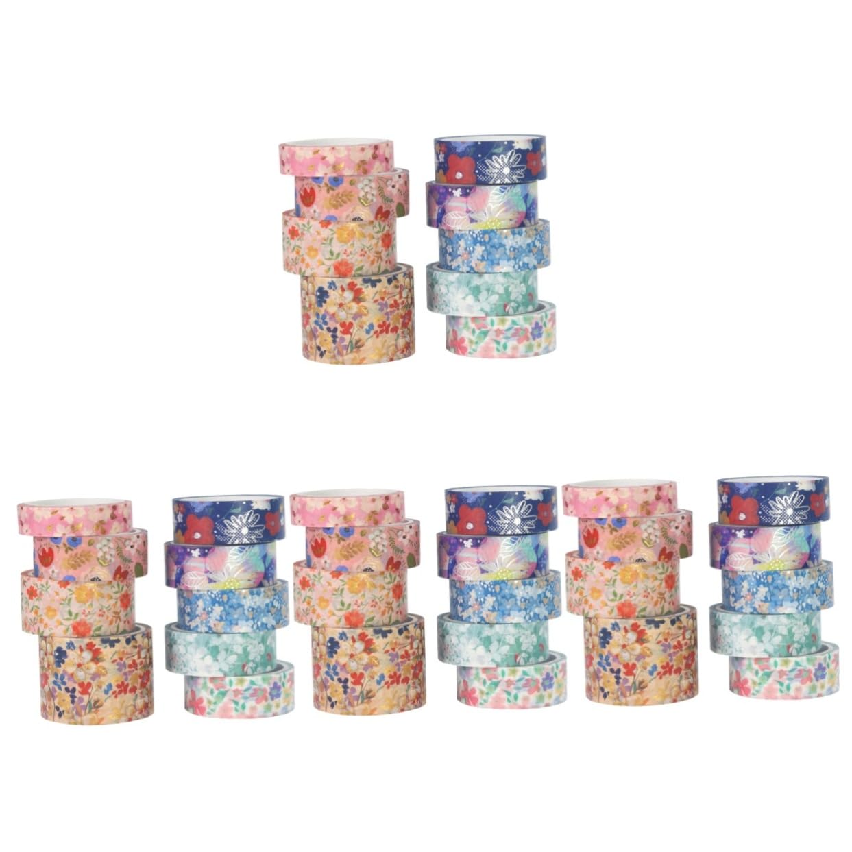 HOMSFOU 4 Ensembles Ruban Washi Tape Floral Décoratif Pour Diy Scrapbooking Motifs Fleurs Fraîches Pour Artisanales Décorations De Journaux 9 Rouleaux*4