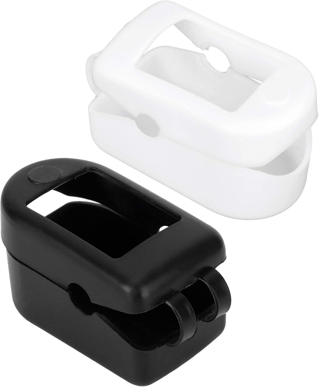 Tnfeeon 2Pcs Oximeter Silicone Cover,Portable Fingertip Pulse Monitor Protector Oximeter Storage Case for Travel Home(Black White)
